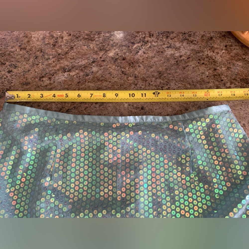 Vintage Mint Green Iridescent Sequin Knee Skirt Venezia Mermaid Vibe Aqua Sheen - Picture 5 of 12